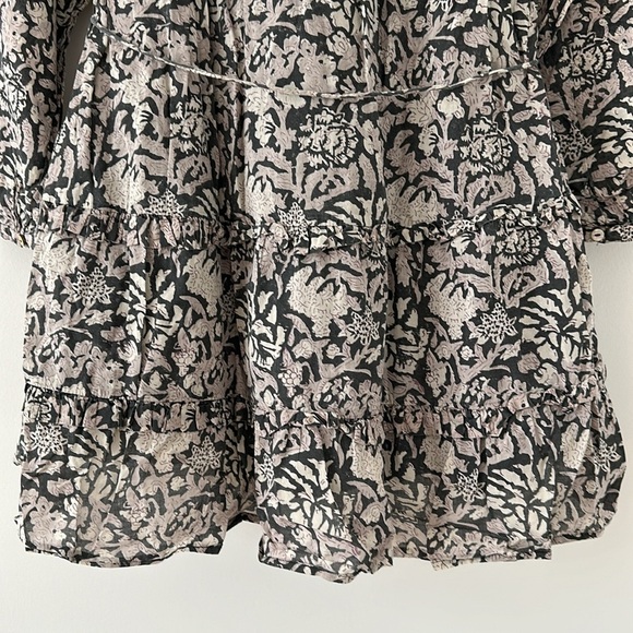 Cleobella Mylah Mini Dress Size Medium Ruffle Floral Organic Cotton Button Down - Picture 14 of 16